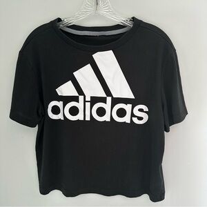 Adidas Black Womens short sleeve crop top size medium adidas logo